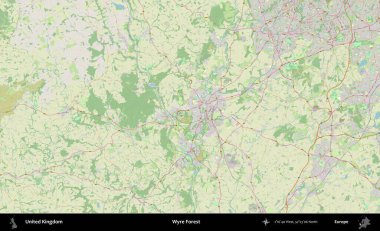 Wyre Ormanı. Bir OpenStreetMap Alman stil haritası üzerinde Birleşik Krallık 'ın idari alanı