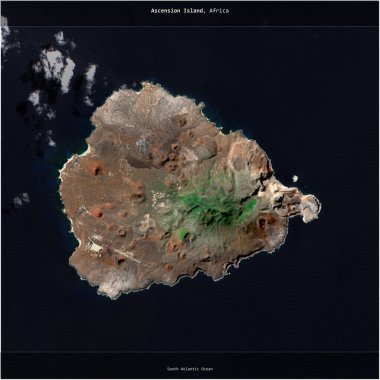 Saint Helena, Ascension ve Tristan da Cunha 'ya ait olan Güney Atlantik Okyanusu' ndaki Ascension Adası, 10 Ekim 2021 'de çekilen bir uydu görüntüsünün karesini aldı.
