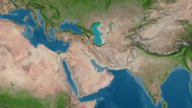 İran haritası - süzül. Sınır. Uydu.