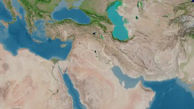 Irak haritası - özet. Sınır. Uydu.