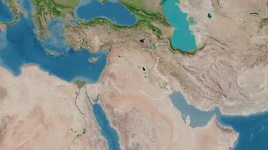 Irak haritası - süzül. Sınır. Uydu.