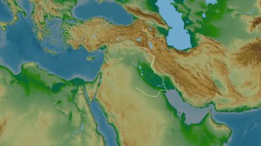 Irak haritası - süzül. Sınır. Fiziksel.