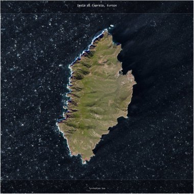 İtalya 'ya ait Tyrhenian Denizi' ndeki Isola di Capraia, 2 Aralık 2023 'te çekilmiş bir uydu görüntüsünün karesini aldı.