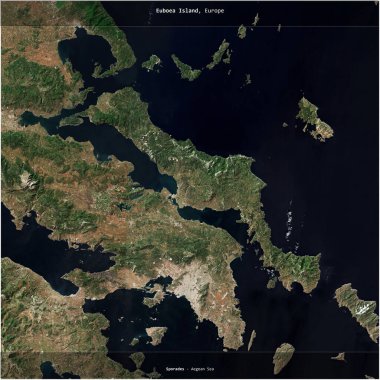 Yunanistan 'a ait Ege Denizi' ndeki Euboea Adası, 7 Mayıs 2021 'de çekilmiş bir uydu görüntüsünün karesini aldı.