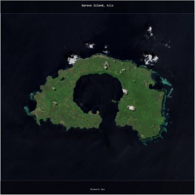 Bismarck Denizi 'ndeki Garove Adası, Papua Yeni Gine' ye ait. 30 Kasım 2019 'da çekilmiş bir uydu görüntüsü.