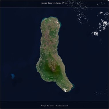 Comoros 'a ait Mozambik Kanalı' ndaki Grande Comore Adası, 13 Haziran 2023 'te çekilmiş bir uydu görüntüsüyle karesini aldı.