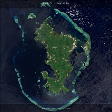 Mayotte 'a ait Mozambik Kanalı' ndaki Grande-Terre Adası, 21 Şubat 2019 'da çekilmiş bir uydu görüntüsüyle karesini aldı.