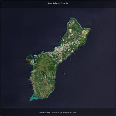 Filipin Denizi 'ndeki Guam Adası, ABD' ye ait, 21 Mart 2021 'de çekilen bir uydu görüntüsünün karesini aldı.