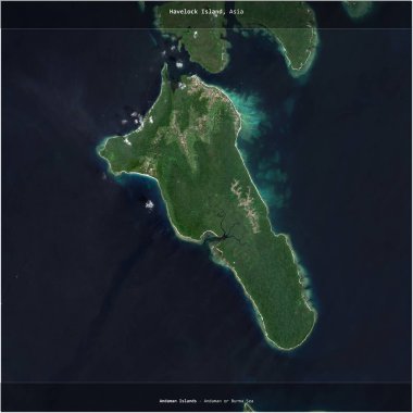 Hindistan 'a ait Andaman veya Burma Denizi' ndeki Havelock Adası, 2 Mart 2019 'da çekilmiş bir uydu görüntüsüyle karesini aldı.