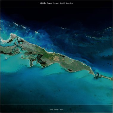 Bahamalar 'a ait Kuzey Atlantik Okyanusu' ndaki küçük Exuma Adası, 1 Aralık 2019 'da çekilmiş bir uydu görüntüsüyle karesini aldı.