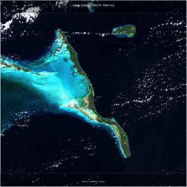Bahamalar 'a ait olan Kuzey Atlantik Okyanusu' ndaki Long Island, 21 Ocak 2022 'de çekilmiş bir uydu görüntüsüyle karesini aldı.
