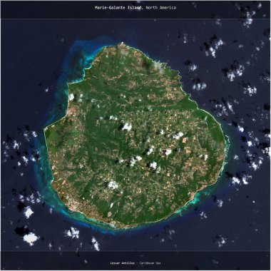 Karayip Denizi 'ndeki Marie-Galante Adası, Guadeloupe' a ait. 16 Mayıs 2023 'te çekilmiş bir uydu görüntüsü.
