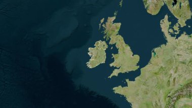 İrlanda haritası - özüt. Sınır. Uydu. Etiketler