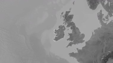 İrlanda haritası - süzül. Sınır. Gri Tonlama.