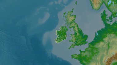 İrlanda haritası - süzül. Sınır. Fiziksel.