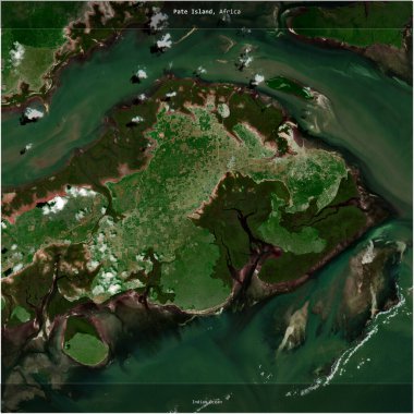 Hint Okyanusu 'ndaki Pate Adası, Kenya' ya ait. 25 Ağustos 2021 'de çekilmiş bir uydu görüntüsü.