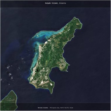 Filipin Denizi 'ndeki Saipan Adası, ABD' ye ait, 18 Mart 2023 'te çekilen bir uydu görüntüsünün karesini aldı.