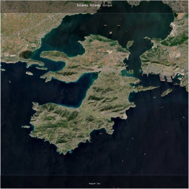Yunanistan 'a ait Ege Denizi' ndeki Salamis Adası, 17 Ekim 2022 'de çekilmiş bir uydu görüntüsünün karesini aldı.