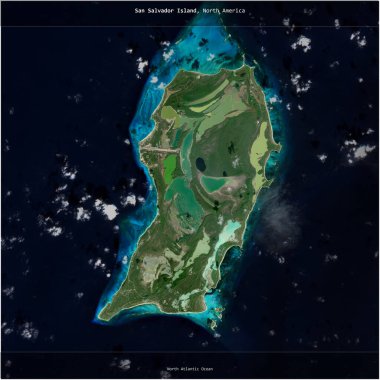 Bahamalar 'a ait olan Kuzey Atlantik Okyanusu' ndaki San Salvador Adası, 9 Ocak 2023 'te çekilmiş bir uydu görüntüsüyle karesini aldı.