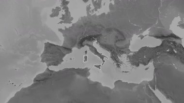 İtalya haritası - süzül. Sınır. Gri Tonlama.