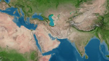 İran haritası - yakınlaştır. Bölgeler. Uydu.