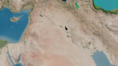 Irak haritası - sür. Bölgeler. Uydu.