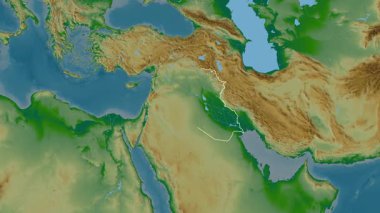 Irak haritası - süzül. Bölgeler. Fiziksel.