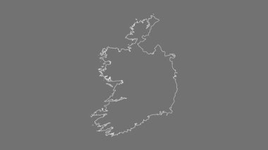 İrlanda haritası - çizgi film. Bölgeler. Gri Tonlama.