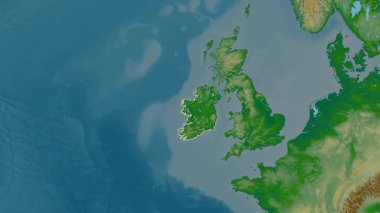 İrlanda haritası - süzül. Bölgeler. Fiziksel.