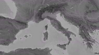 İtalya haritası - sür. Bölgeler. Gri Tonlama.