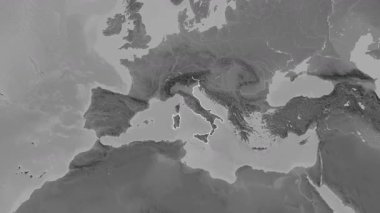 İtalya haritası - süzül. Bölgeler. Gri Tonlama.