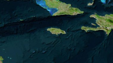 Jamaika haritası - yakınlaştır. Sınır. Uydu.