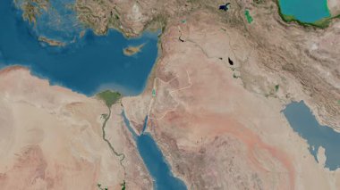 Ürdün haritası - özüt. Sınır. Uydu. Etiketler