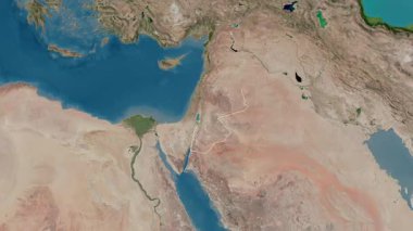 Ürdün haritası - süzül. Sınır. Uydu.