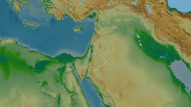 Ürdün haritası - süzül. Sınır. Fiziksel.