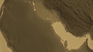 Kuveyt haritası - süzül. Sınır. Sepya.