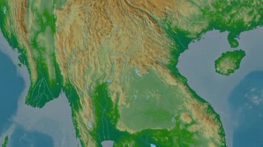 Laos haritası - sür. Sınır. Fiziksel.