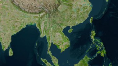 Laos haritası - yakınlaştır. Sınır. Uydu.