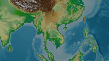 Laos haritası - yakınlaştır. Sınır. Fiziksel.