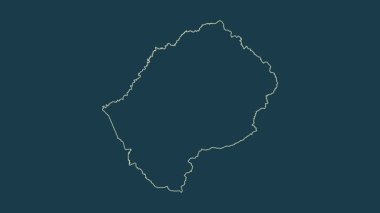 Lesotho haritası - çizgi film. Sınır. Fiziksel.