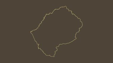 Lesotho haritası - çizgi film. Sınır. Sepya.