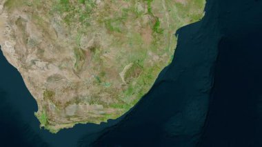 Lesotho haritası - özet. Sınır. Uydu. Etiketler