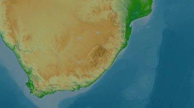 Lesotho haritası - özet. Sınır. Fiziksel olarak. Etiketler