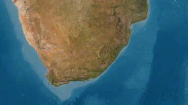 Lesotho haritası - süzül. Sınır. Uydu.