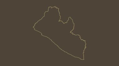 Liberya haritası - çizgi film. Sınır. Sepya.