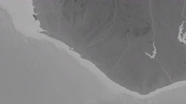 Liberya haritası - sür. Sınır. Gri Tonlama.