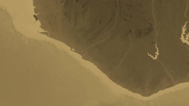 Liberya haritası - sür. Sınır. Sepya.