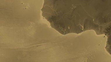 Liberya haritası - süzül. Sınır. Sepya.