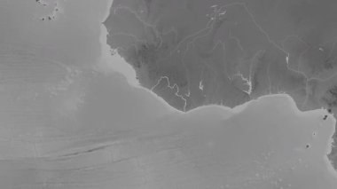 Liberya haritası - yakınlaştır. Sınır. Gri Tonlama.