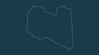 Libya haritası - çizgi film. Sınır. Fiziksel.